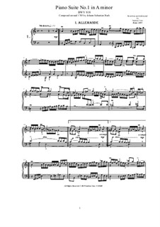 Suite for Harpsichord No.1 in A Minor, BWV 818: For piano by Johann Sebastian Bach