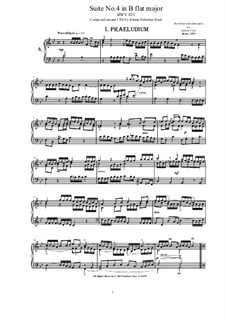 Suite for Harpsichord No.4 in B Flat Major, BWV 821: For piano by Johann Sebastian Bach
