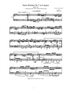 Partita for Keyboard in A Major, BWV 832: For piano by Johann Sebastian Bach