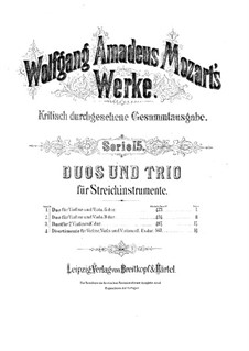 Duet for Violin and Viola No.1 in G Major, K.423: Full score by Wolfgang Amadeus Mozart