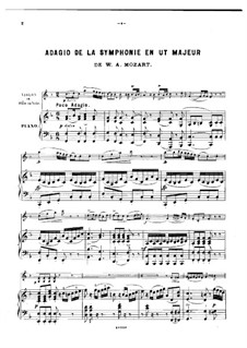 Symphony No.36 in C Major, K.425: Adagio, for violin (or flute, or cello) and piano by Wolfgang Amadeus Mozart