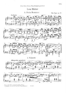 Redger Complete Set Lose Blätter, Op.13 by M. Reger - sheet music on MusicaNeo
