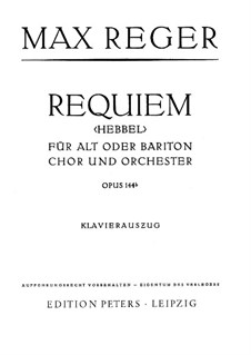 Requiem, Op.144b: Piano-vocal score by Max Reger