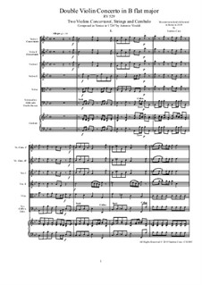 Concerto for Two Violins and Strings in B Flat Major, RV 529: Score and all parts by Antonio Vivaldi
