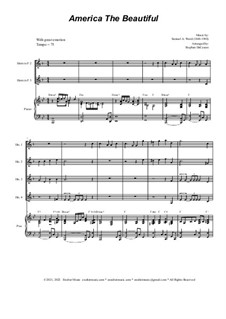 America, The Beautiful: For french horn quartet and piano by Samuel Augustus Ward