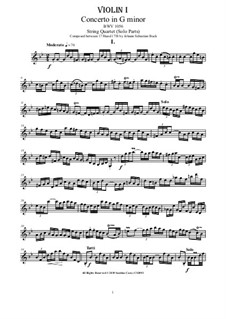 Complete Movements: Arrangement for string quartet – parts (G Minor) by Johann Sebastian Bach