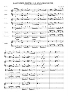 Concerto for Two Flutes and Strings in C Major, RV 533 Op.47 No.2: Score by Antonio Vivaldi