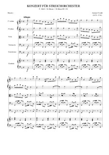 Concerto for Strings in F Major, RV 138: Score by Antonio Vivaldi