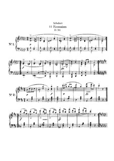 Eleven Ecossaises for Piano, D.781: For a single performer by Franz Schubert