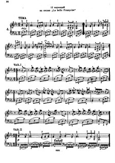 Twelve Variations on 'La Belle Françoise', K.353: For piano by Wolfgang Amadeus Mozart