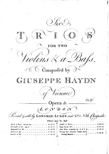 Six Trios for Two Violins and Basso Continuo: Violin II part by Joseph Haydn