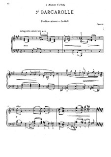 Barcarolle No.5 in F Sharp Minor, Op.66: For piano by Gabriel Fauré