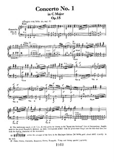 Concerto for Piano and Orchestra No.1, Op.15: Version for two pianos four hands by Ludwig van Beethoven