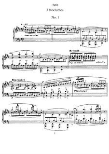 Three Nocturnes: For piano by Erik Satie