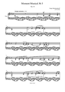 Six Moments Musicaux, Op.16: No.5 by Sergei Rachmaninoff