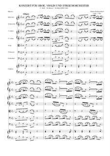 Concerto for Violin, Oboe and Strings No.1 in C Minor, BWV 1060r: Score by Johann Sebastian Bach