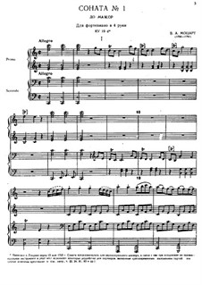 Sonata for Piano Four Hands in C Major, K.19d: Score by Wolfgang Amadeus Mozart