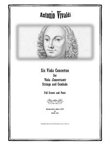 Six Viola Concertos for Viola concertante, Strings and Cembalo, RV 392-397: Scores and parts by Antonio Vivaldi