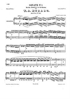 Sonata for Piano Four Hands in D Major, K.381: Parts by Wolfgang Amadeus Mozart