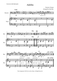 Adelita: For bassoon and piano by Francisco Tárrega