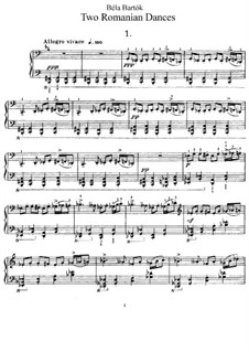 Two Romanian Folk Dances, Op.8a: For piano by Béla Bartók