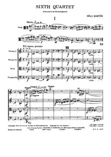 String Quartet No.6, Sz.114: Full score by Béla Bartók