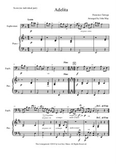 Adelita: For euphonium / bass clef baritone and piano by Francisco Tárrega