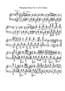 Dance No.6 in D Flat Major: For piano by Johannes Brahms