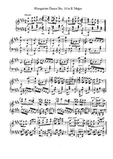 Dance No.10 in E Major: For piano by Johannes Brahms