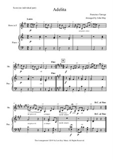 Adelita: For french horn and piano by Francisco Tárrega
