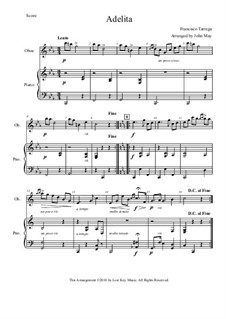 Adelita: For oboe and piano by Francisco Tárrega