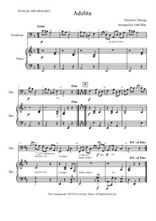 Adelita: For trombone and piano by Francisco Tárrega