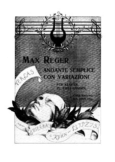 Serenade for Flute, Violin and Viola No.1 in D Major, Op.77a: Movement II, for piano by Max Reger