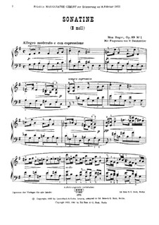 Four Sonatinas for Piano, Op.89: Sonatina No.1 in E Minor by Max Reger