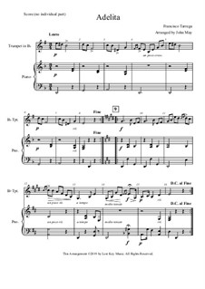 Adelita: For trumpet and piano by Francisco Tárrega