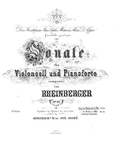 Sonata for Cello and Piano, Op.92: Score by Josef Gabriel Rheinberger