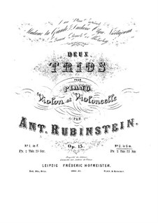 Piano Trio No.2 in G Minor, Op.15: Full score by Anton Rubinstein