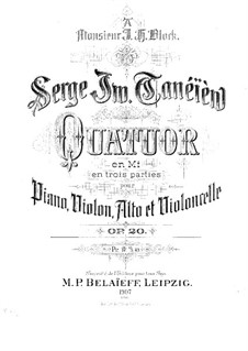 Piano Quartet in E Major, Op.20: Full score by Sergei Taneyev