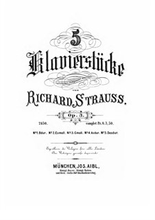 5 Klavierstücke, Op.3: 5 Klavierstücke by Richard Strauss