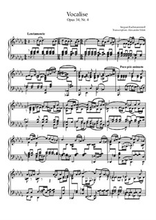 Vocalise, Op.34 No.14: For piano by Sergei Rachmaninoff