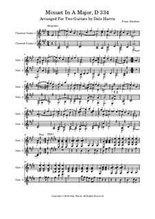 Minuet for Piano in A Major, D.334: For two guitars by Franz Schubert