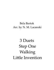 Fragments: Nos.1-3 First Step, Walking, Little Invention, for alto and baritone saxophones by Béla Bartók