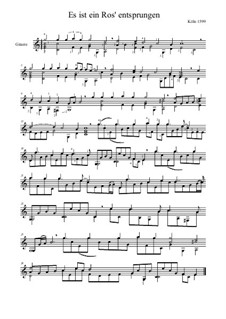Es ist ein Ros entsprungen (A Rose Has Sprung Up): For guitar by Unknown (works before 1850)