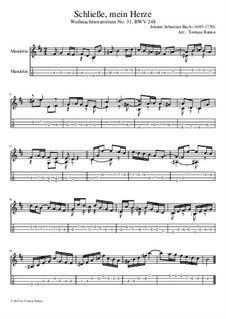 No.31 Schließe, mein Herze (Keep, O My Spirit): For mandolin by Johann Sebastian Bach
