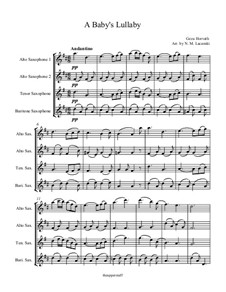 Kunterbunt, Op.20: No.5 A Baby's Lullaby, for quartet saxophones by Géza Horváth