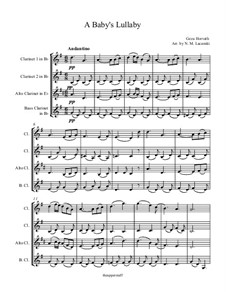 Kunterbunt, Op.20: No.5 A Baby's Lullaby, for quartet clarinets by Géza Horváth