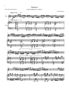 Symphony No.2 in C Major, Op.61: Movement II, for violin and piano by Robert Schumann