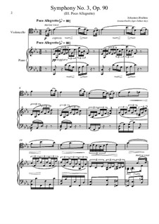 Movement III: Version for cello and piano by Johannes Brahms