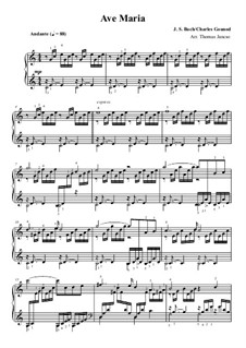 Ave Maria (Instrumental Version – One Instrument): For piano by Johann Sebastian Bach, Charles Gounod