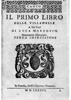 Villanelles: Book I – Soprano Part by Luca Marenzio